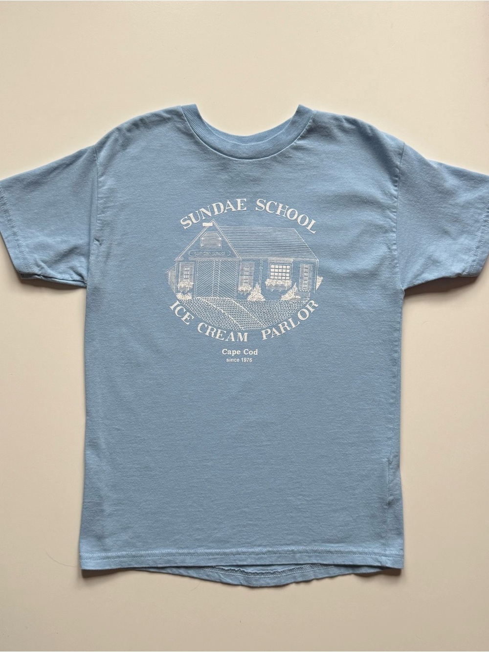 Sundae School Ice Cream Parlor Cape Cod Kids Light Blue Graphic Tee - YS (6-8)